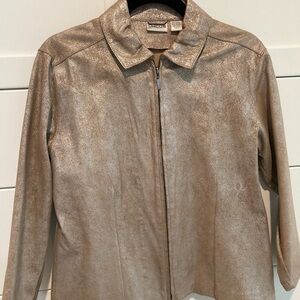 Chicos size 2 leather zip front jacket NWOT